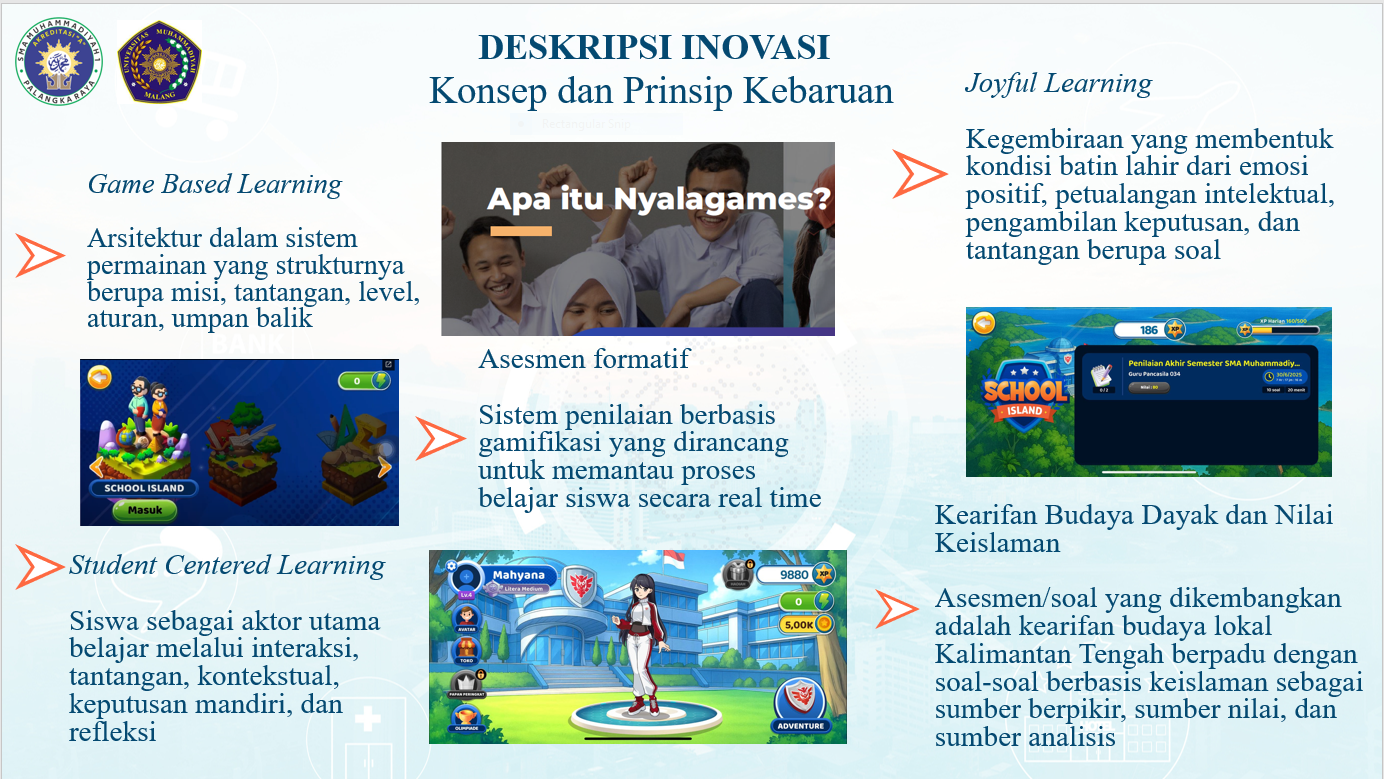 Inovasi Pembelajaran Bu Ruliyani - Nyalagames Gamifikasi Asesmen Formatif Kontekstual  Berbasis Kearifan Lokal Kalimantan Tengah