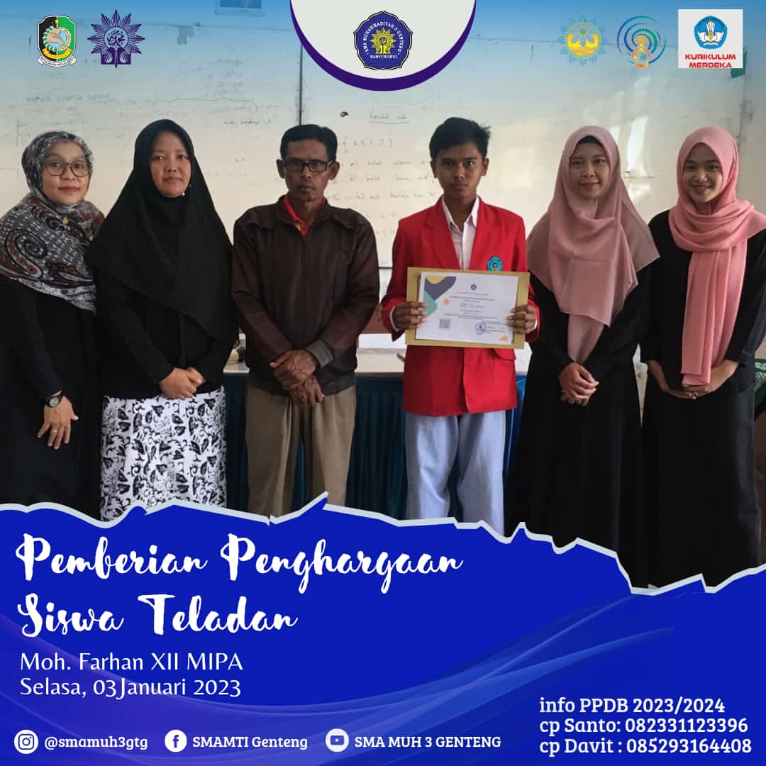 Pemberian Penghargaan Siswa Teladan 2023