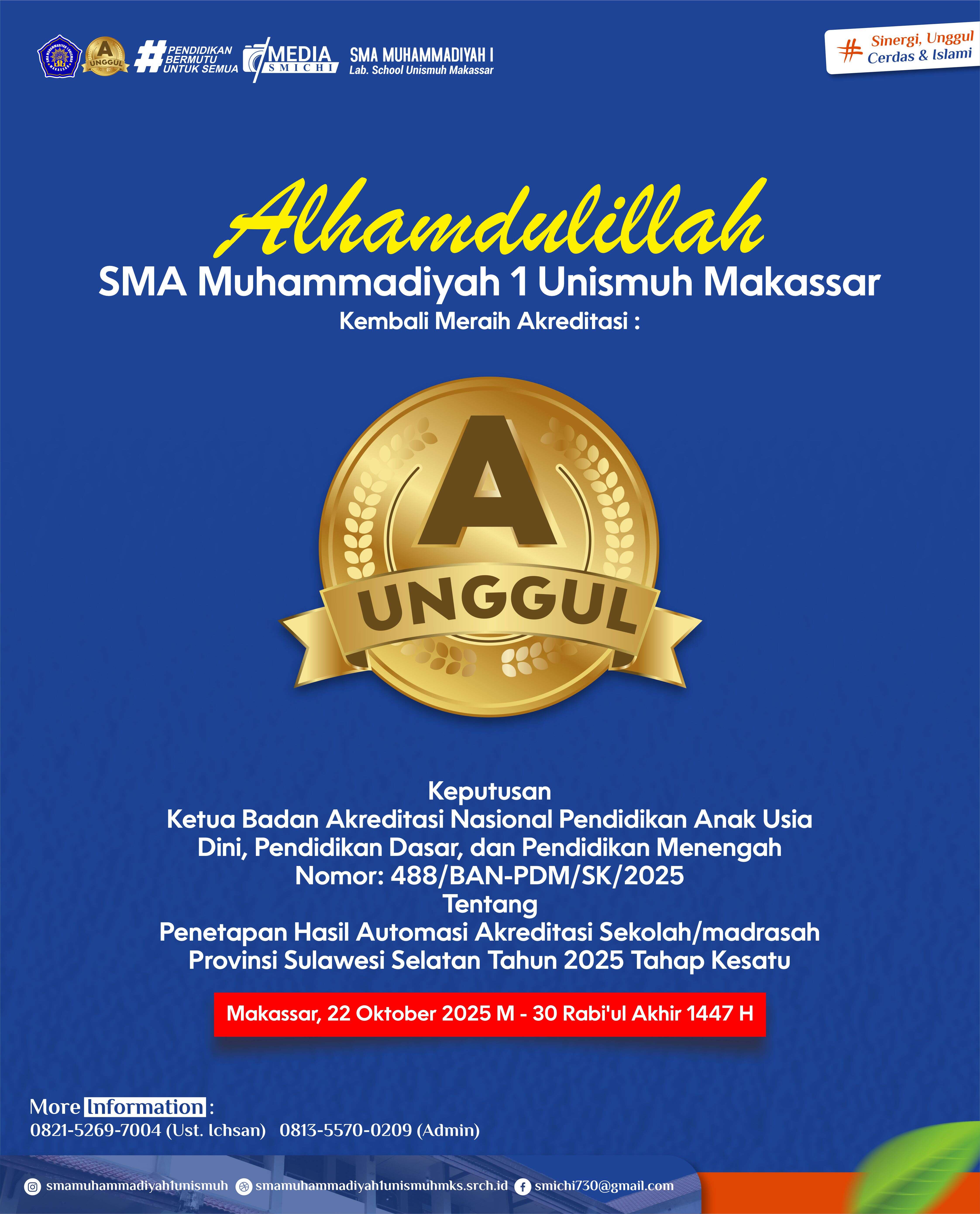 akreditasi SMA Muhammadiyah 1 Unismuh Makassar