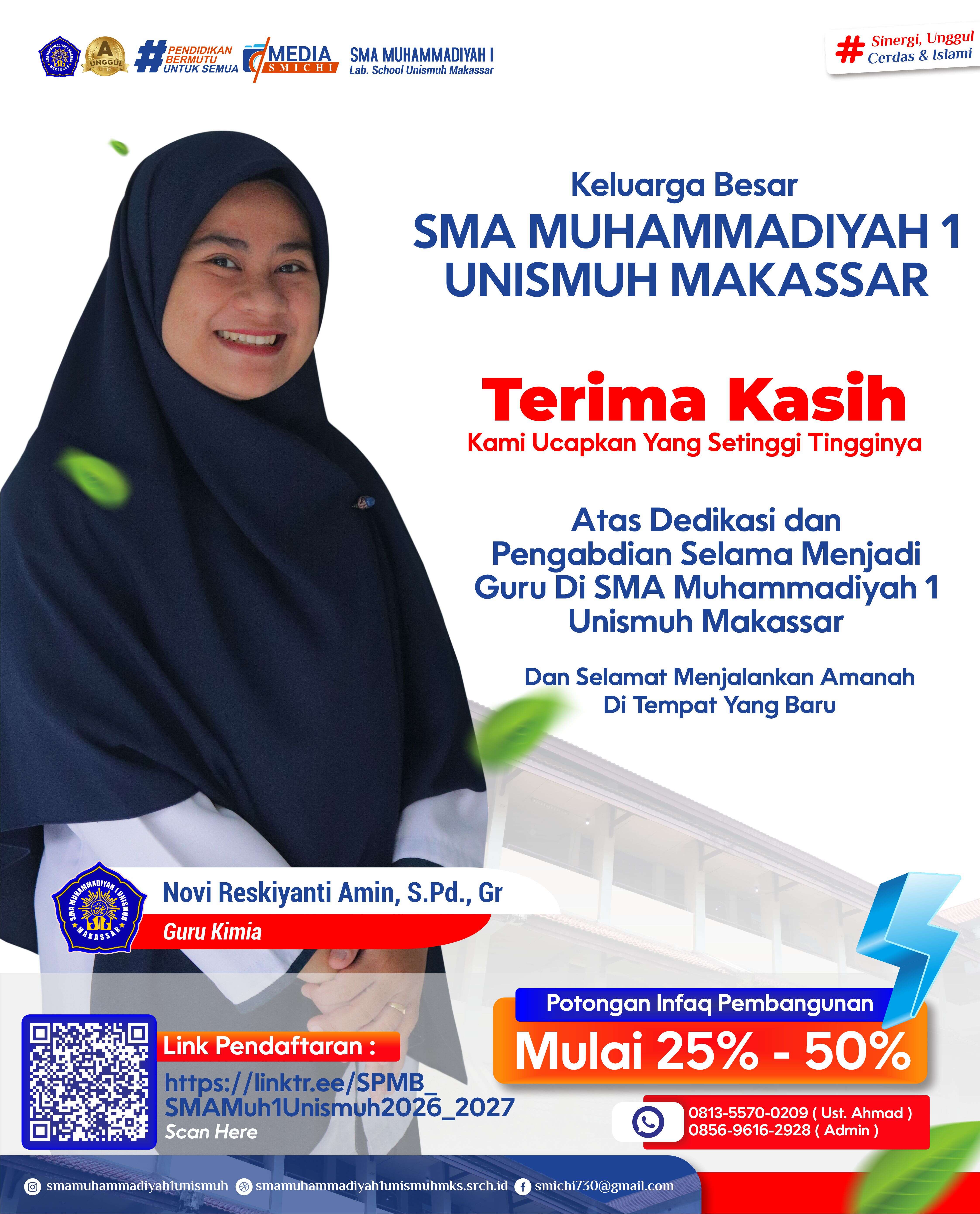 terima kasih Atas Dedikasi dan Pengabdian Selama Menjadi Guru Di SMA Muhammadiyah 1 Unismuh Makassar