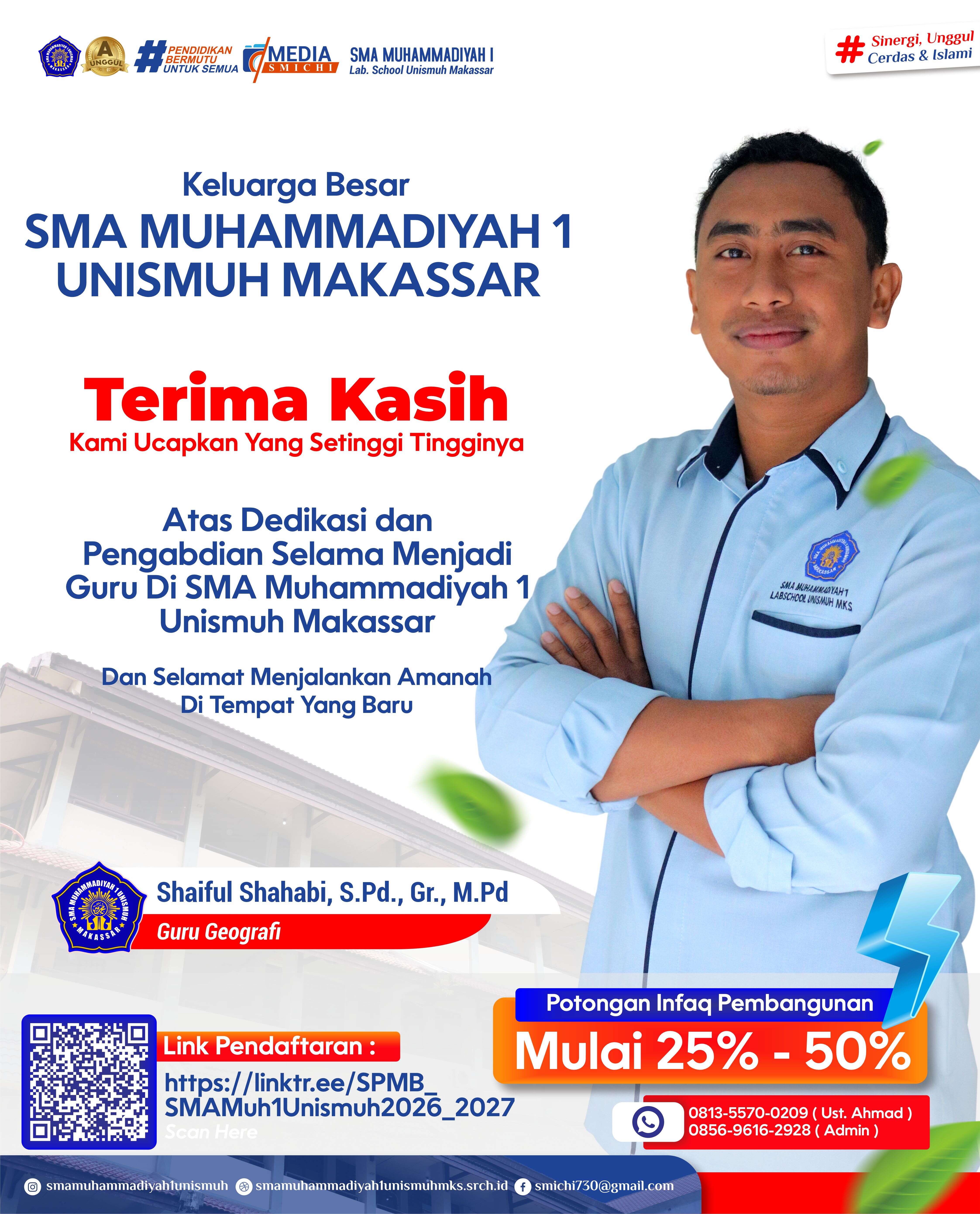 terima kasih Atas Dedikasi dan Pengabdian Selama Menjadi Guru Di SMA Muhammadiyah 1 Unismuh Makassar