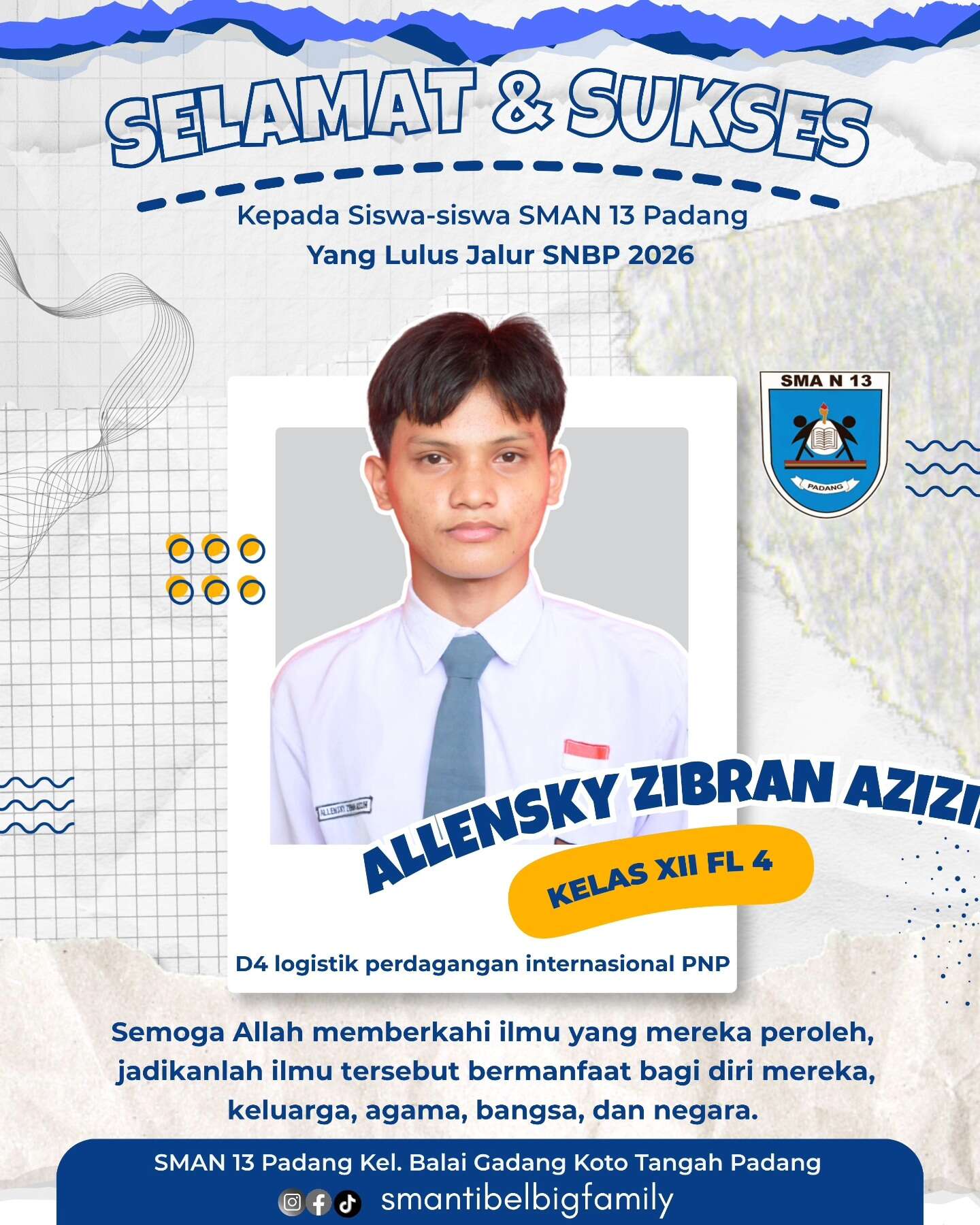 Siswa siswi SMAN 13 Padang Lulus Jalur SNBP dan Jalur Prestasi 2026