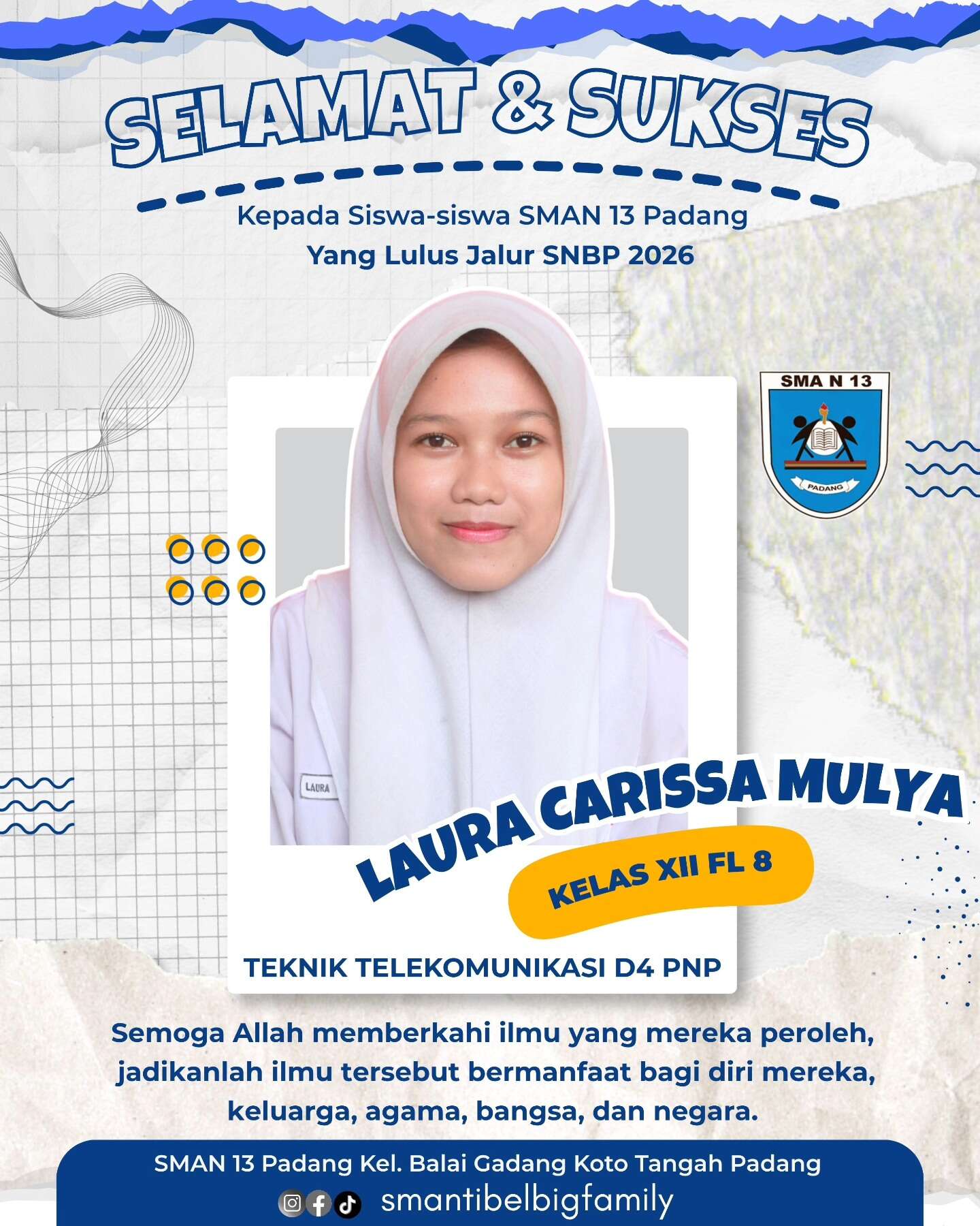 Siswa siswi SMAN 13 Padang Lulus Jalur SNBP dan Jalur Prestasi 2026
