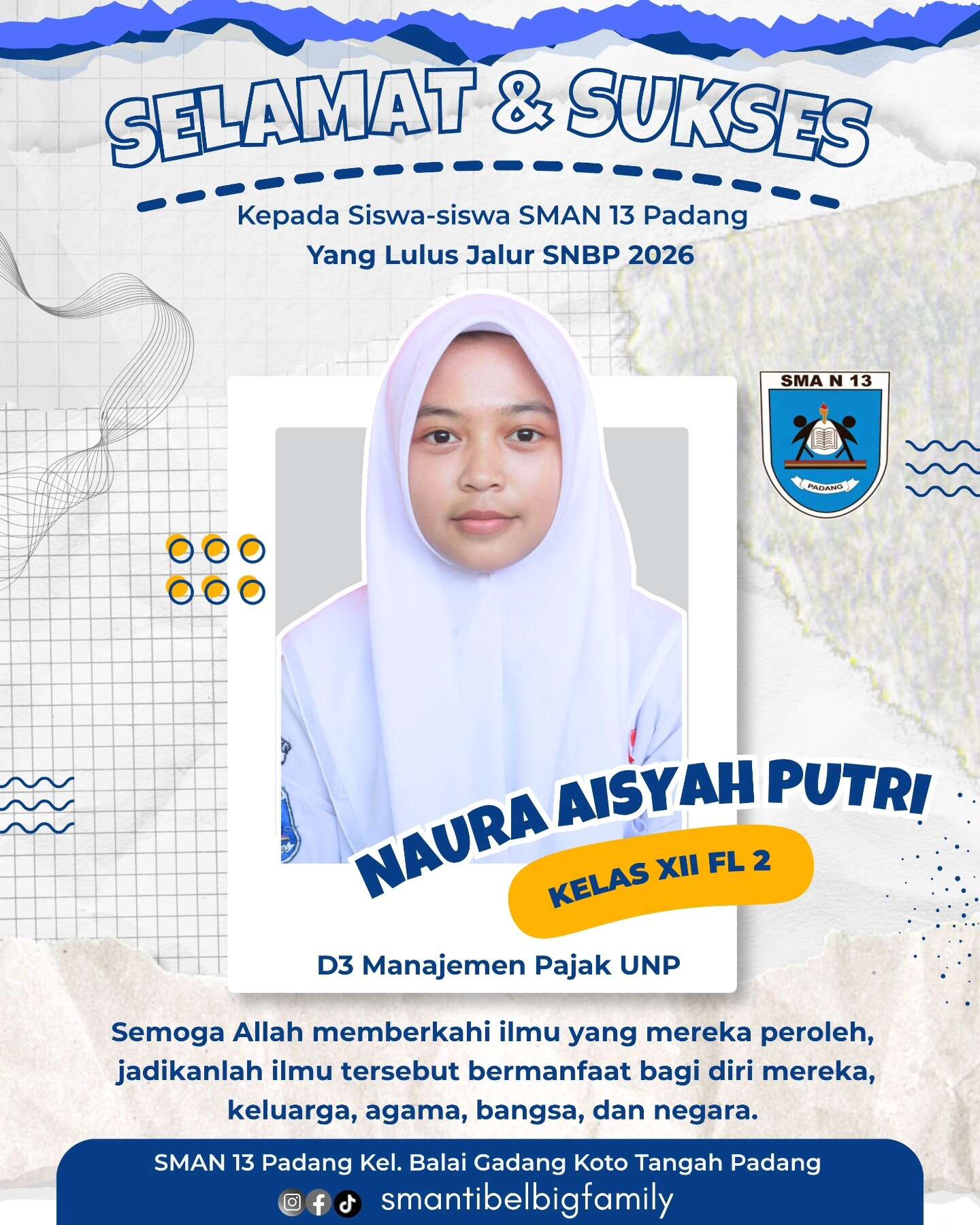 Siswa siswi SMAN 13 Padang Lulus Jalur SNBP dan Jalur Prestasi 2026
