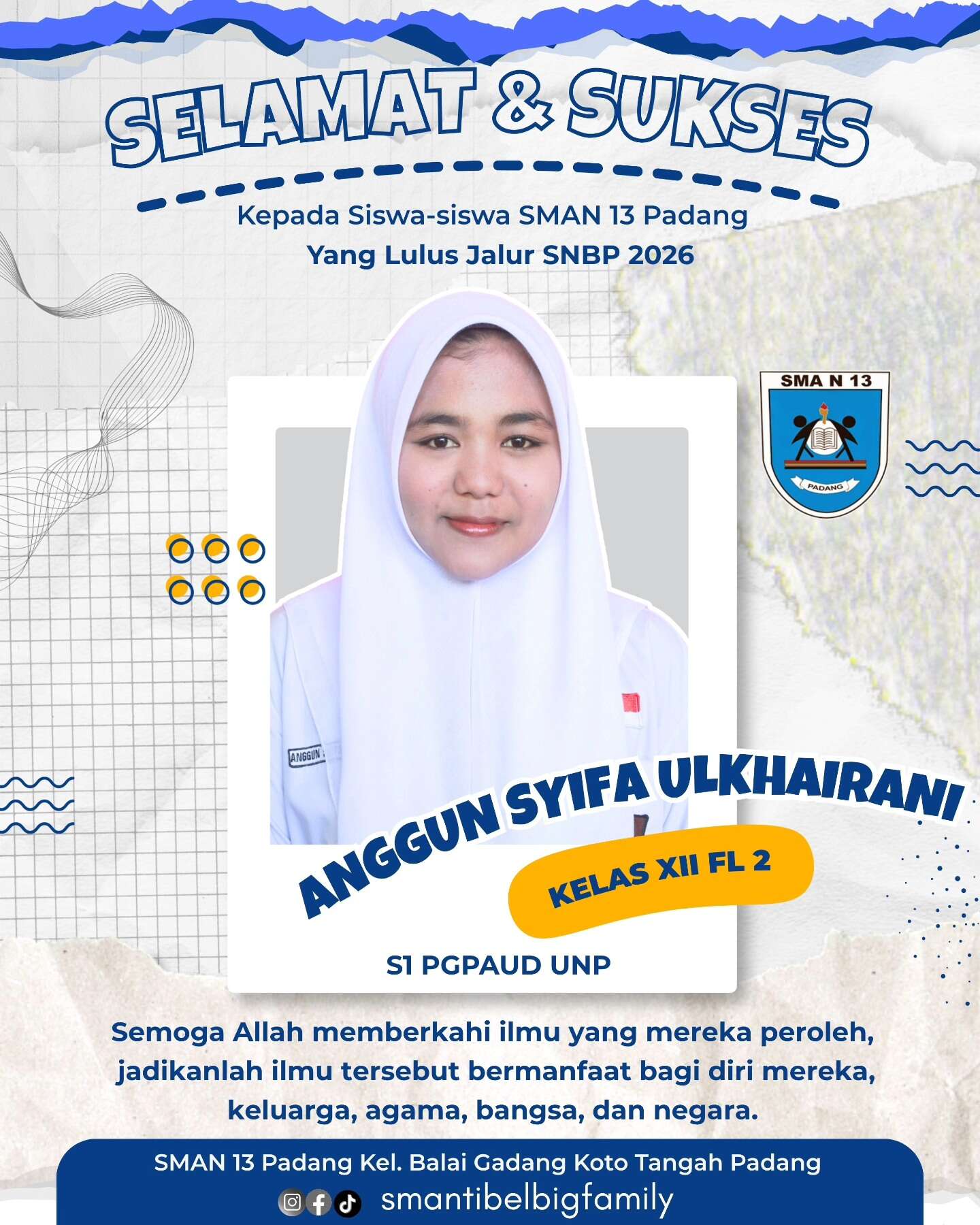 Siswa siswi SMAN 13 Padang Lulus Jalur SNBP dan Jalur Prestasi 2026