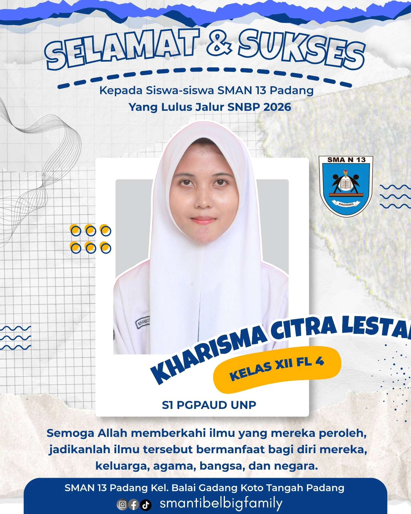 Siswa siswi SMAN 13 Padang Lulus Jalur SNBP dan Jalur Prestasi 2026
