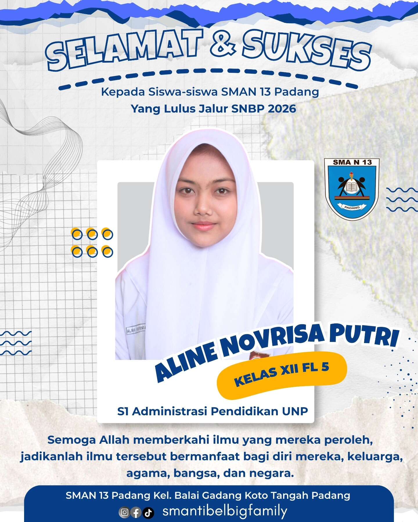 Siswa siswi SMAN 13 Padang Lulus Jalur SNBP dan Jalur Prestasi 2026