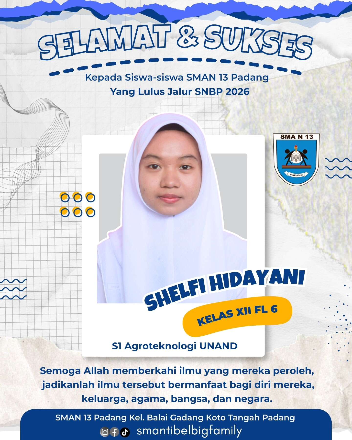 Siswa siswi SMAN 13 Padang Lulus Jalur SNBP dan Jalur Prestasi 2026