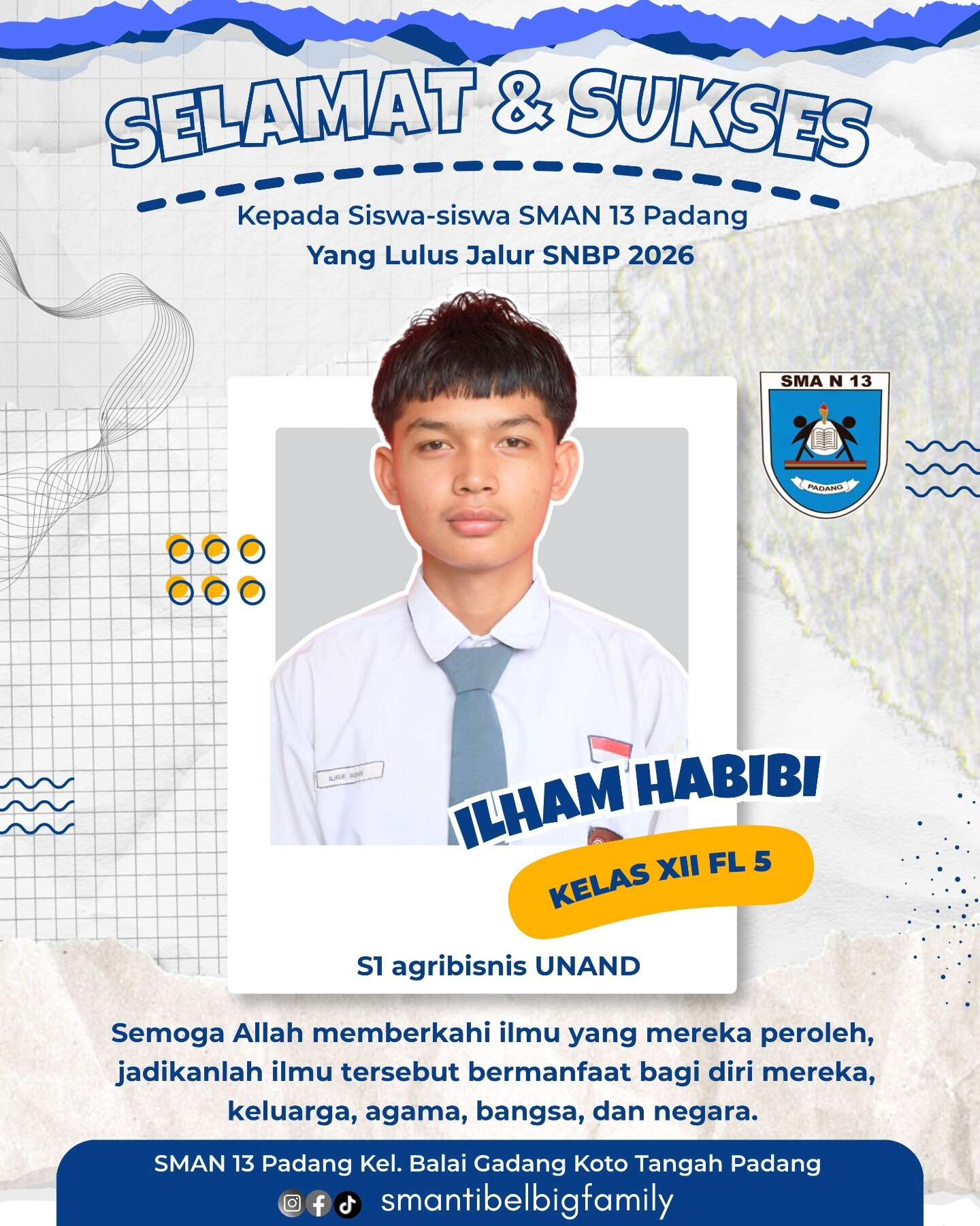 Siswa siswi SMAN 13 Padang Lulus Jalur SNBP dan Jalur Prestasi 2026