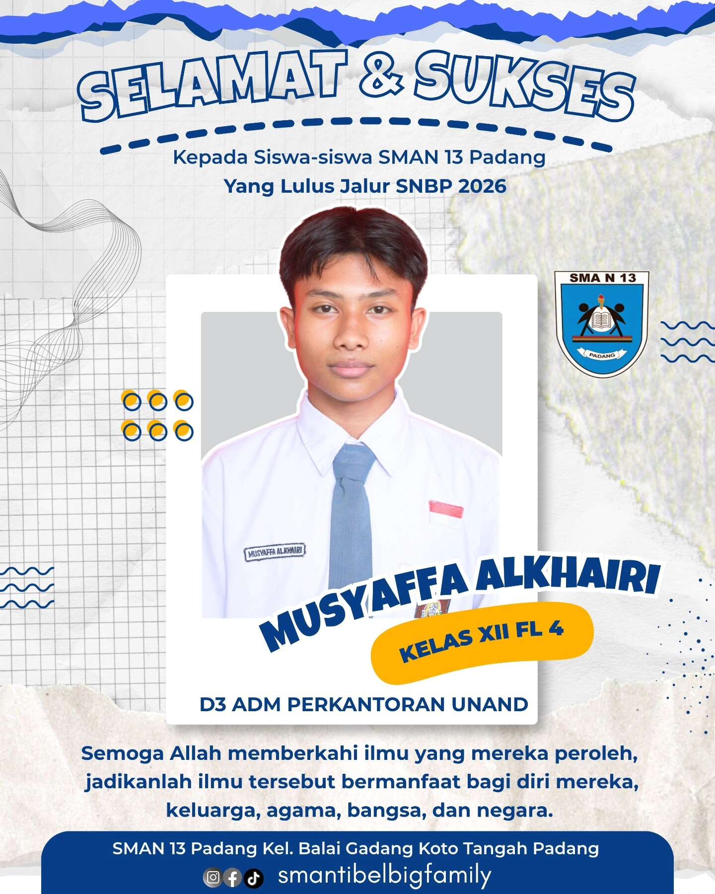 Siswa siswi SMAN 13 Padang Lulus Jalur SNBP dan Jalur Prestasi 2026