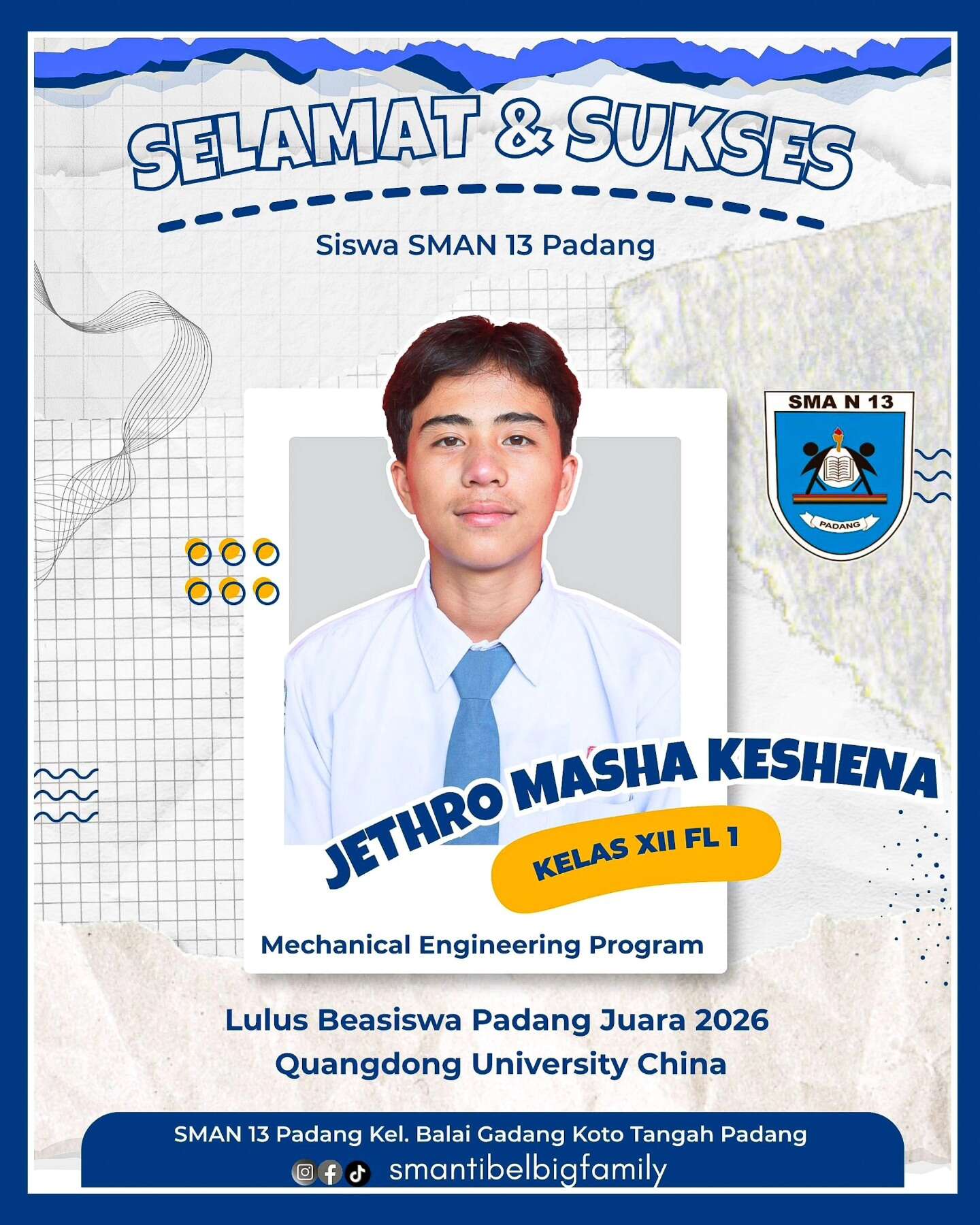 Siswa siswi SMAN 13 Padang Lulus Jalur SNBP dan Jalur Prestasi 2026