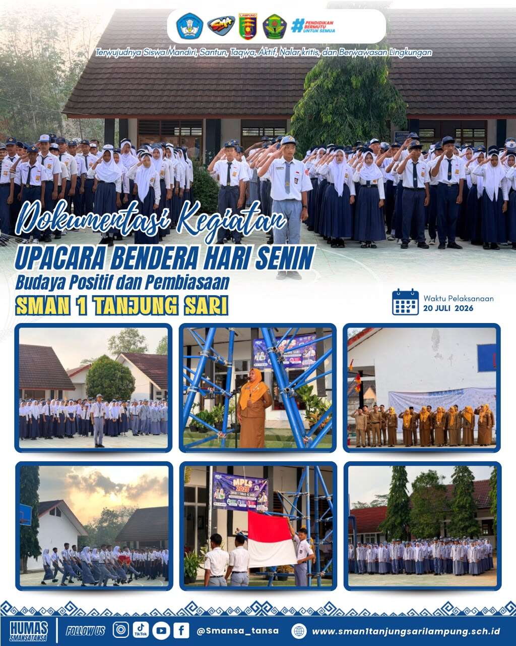 Upacara Bendera Hari Senin di SMAN 1 Tanjungsari Berlangsung Khidmat dan Penuh Semangat Kebangsaan