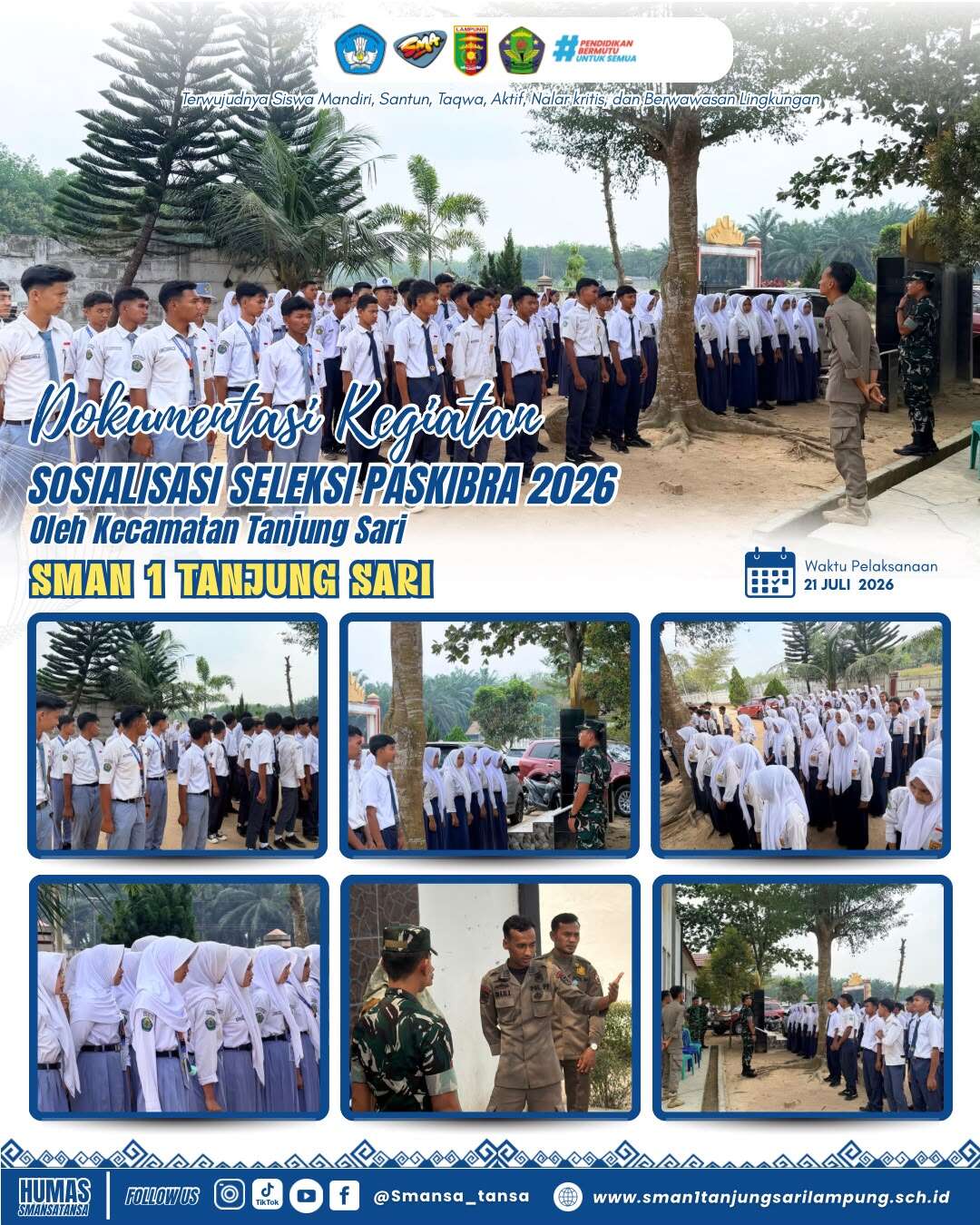 Sosialisasi Seleksi Paskibra 2026 Kecamatan Tanjung Sari di SMAN 1 Tanjungsari