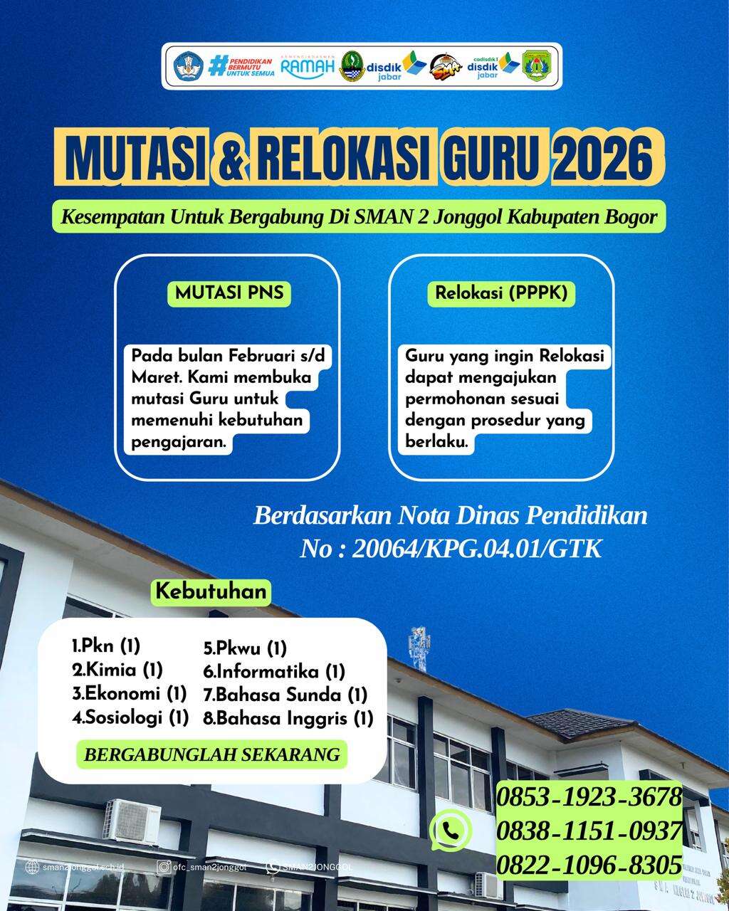 Mutasi & Relokasi Guru SMAN 2 Jonggol 2026