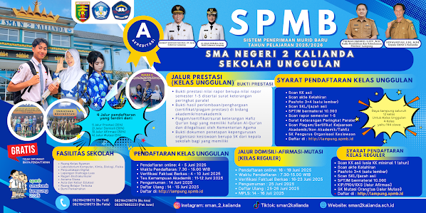 SPMB SEKOLAH UNGGULAN SMA NEGERI 2 KALIANDA, TAHUN PELAJARAN 2025/2026 SEGERA di BUKA