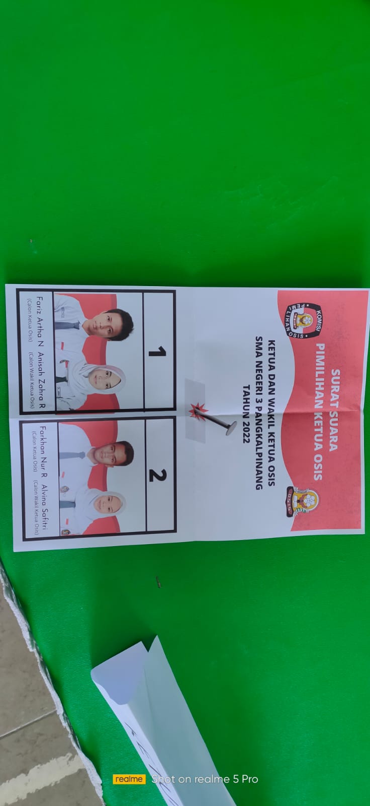 Pemungutan Suara Pemilihan Paslon Ketua dan Wakil Ketua OSIS