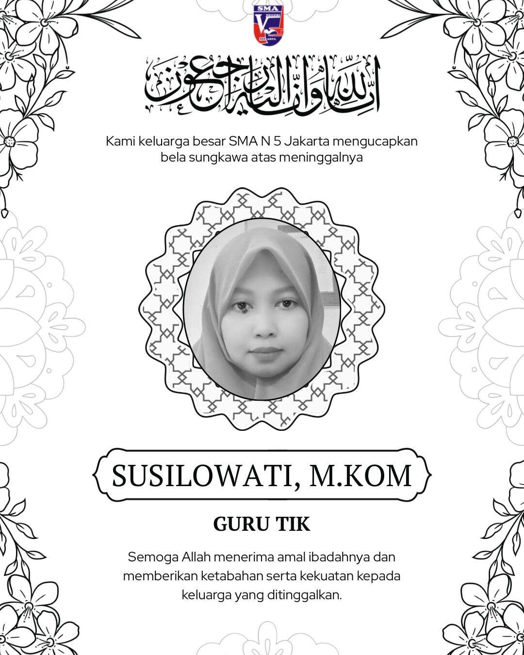 Bela Sungkawa atas Ibu Susilowati, M.Kom
