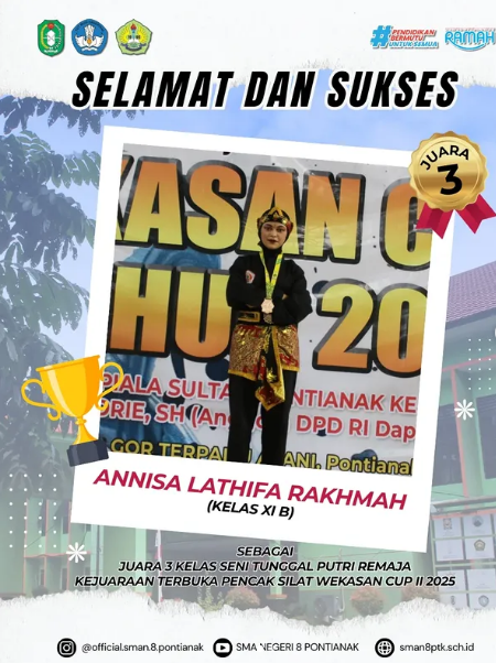 Selamat kepada ANNISA LATHIFA RAKHMAH (kelas XI B)