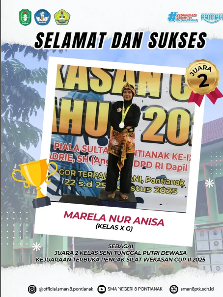 Selamat kepada MARELA NUR ANISA (kelas XG)