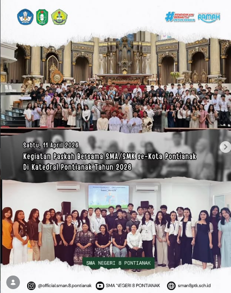 Sabtu, 11 April 2026. Kegiatan Paskah Bersama SMA/SMK se-Kota Pontianak di Katedral Pontianak.