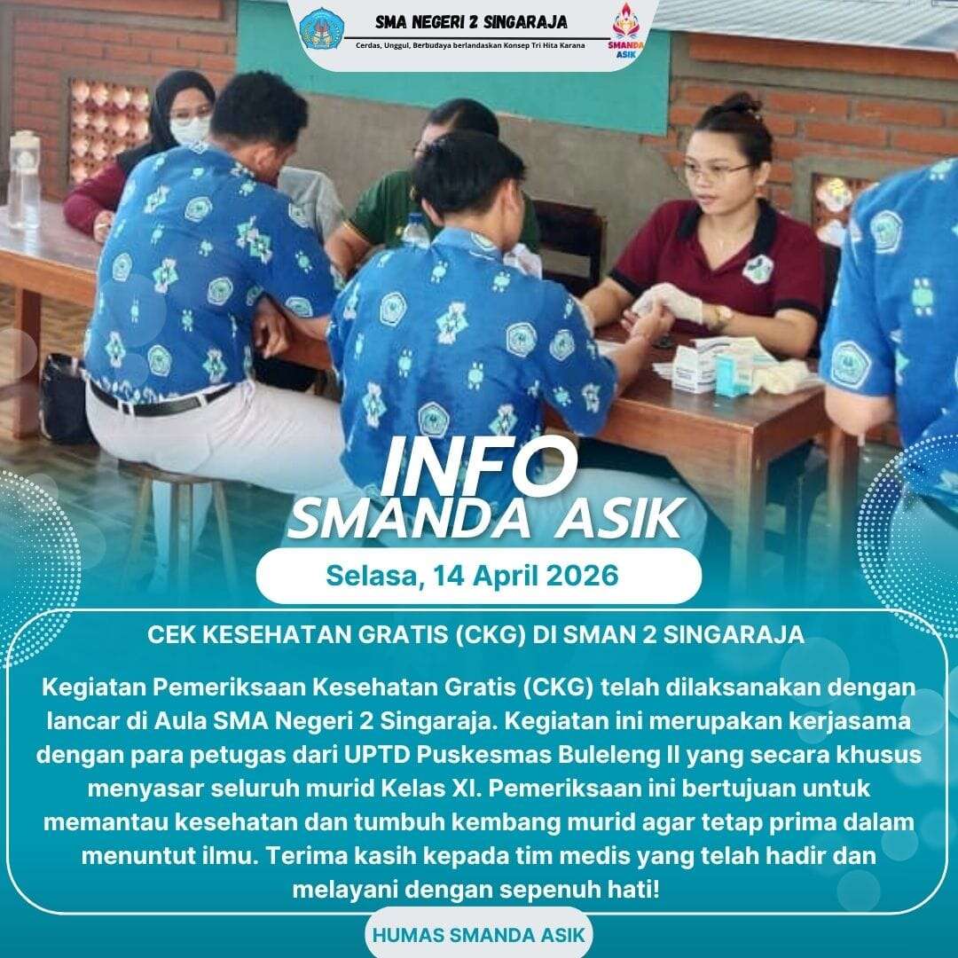 INFO SMANDA ASIK: Cek Kesehatan Gratis (CKG) Di SMAN 2 Singaraja