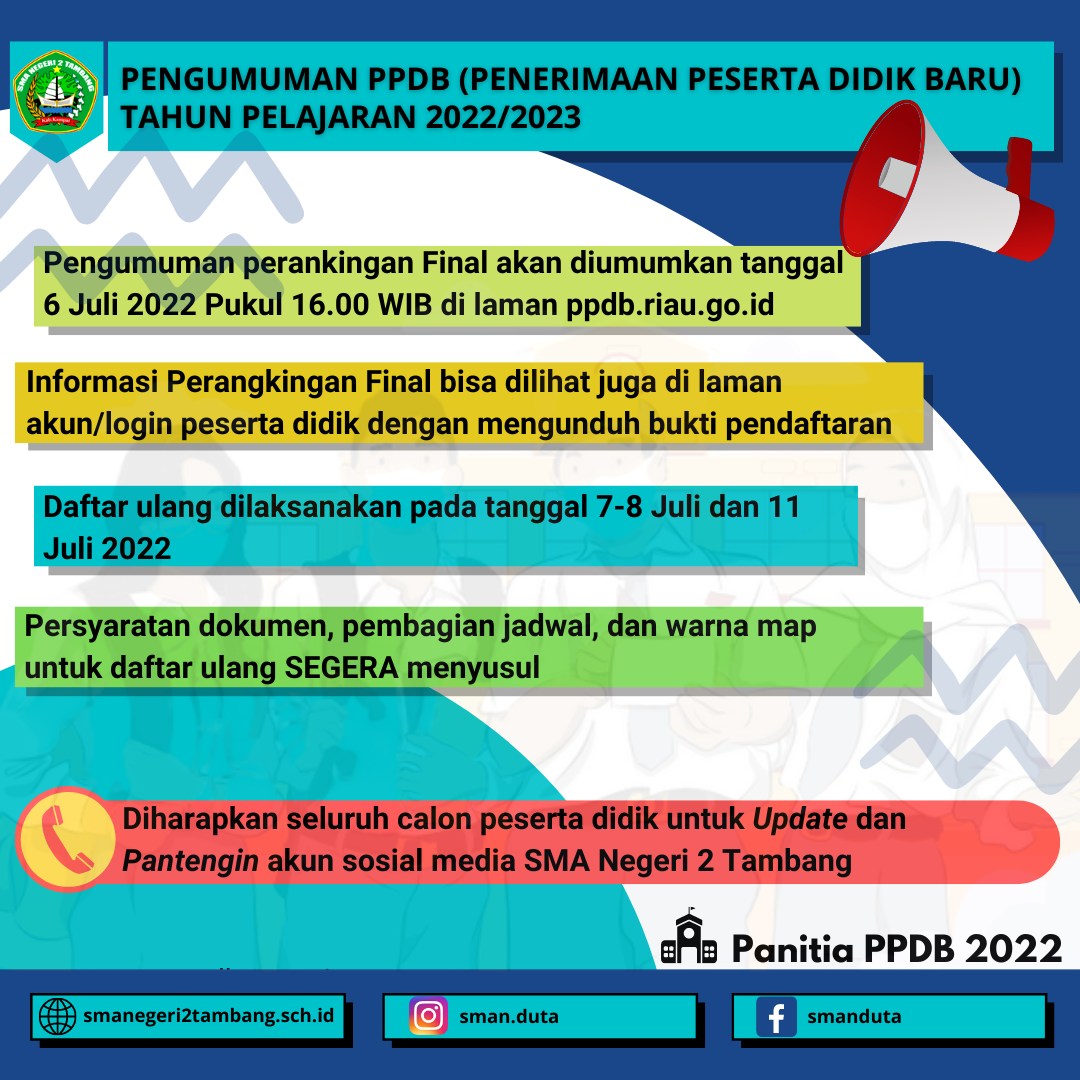 Pengumuman dan Persyaratan Daftar Ulang PPDB TP. 2022/2023