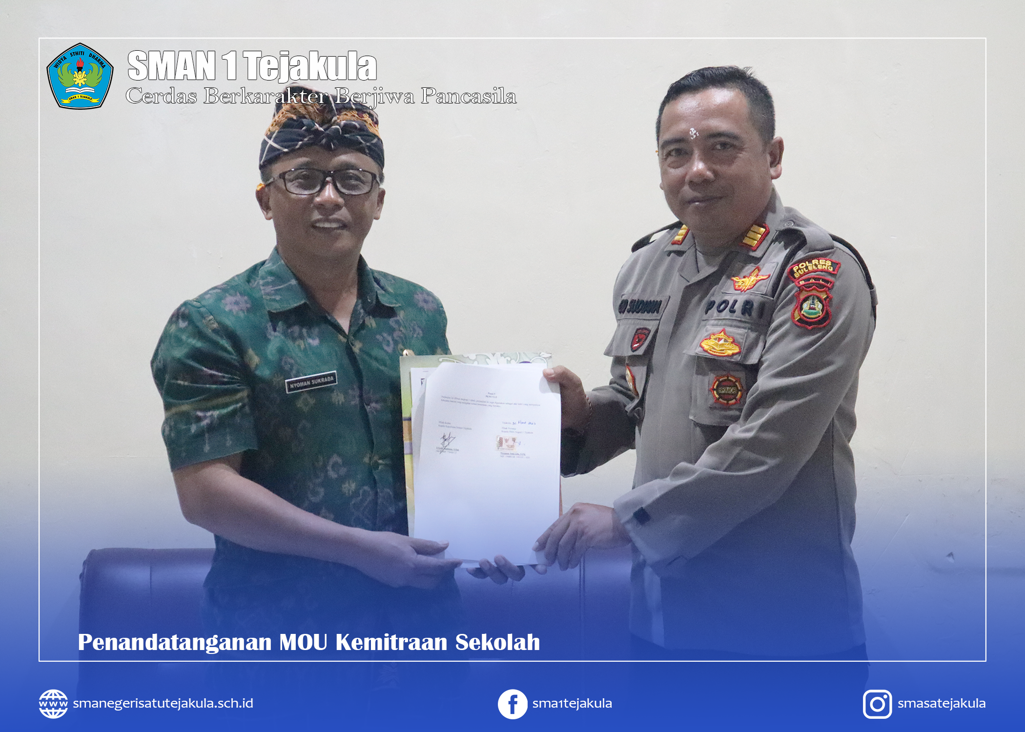 Penandatanganan MOU Kemitraan Sekolah Dengan Kepolisian Sektor Tejakula