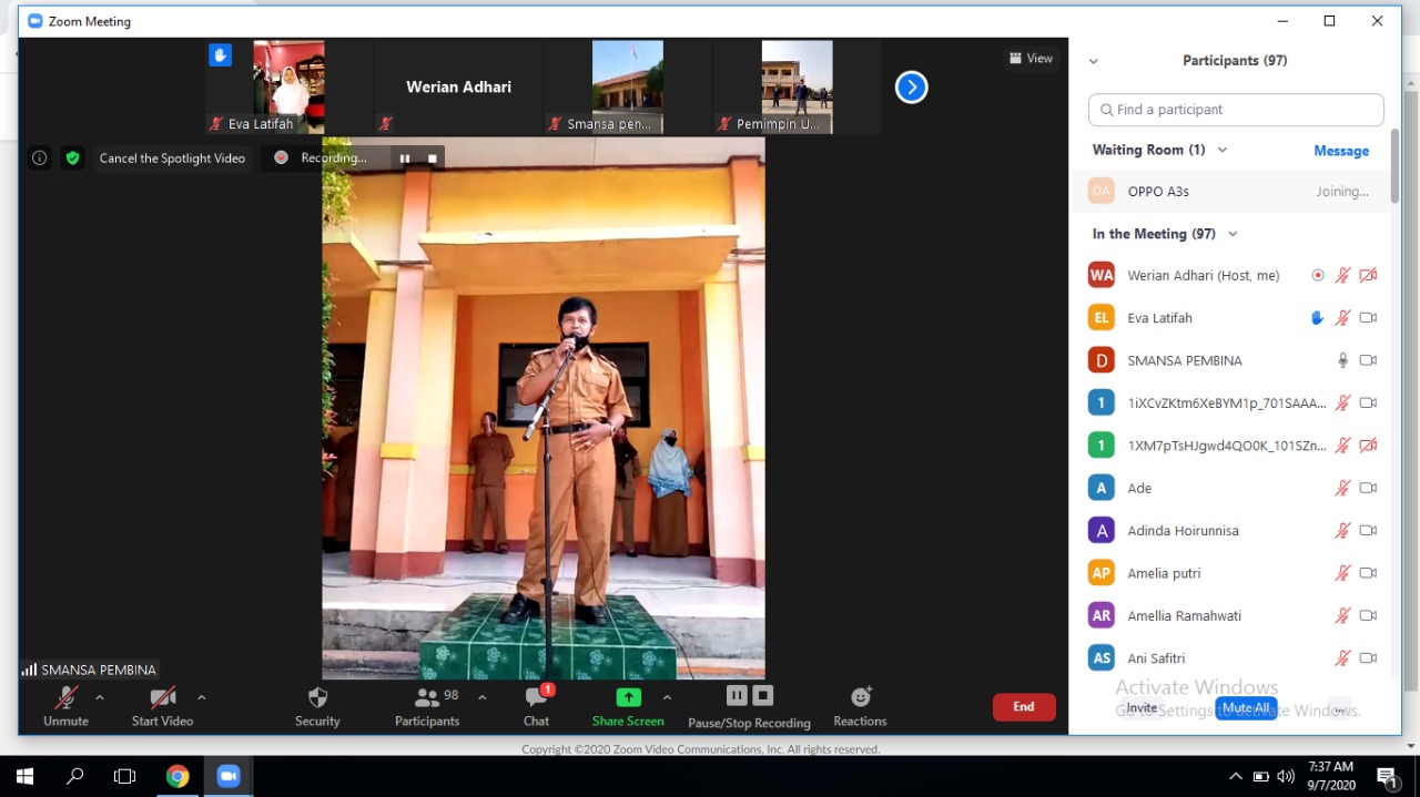 Upacara Bendera Masa Pandemi Covid-19 Secara Virtual