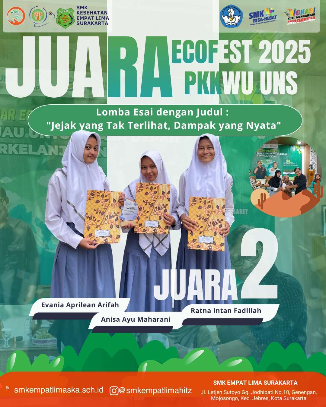 SMK Empt Lima Surakarta Berhasil Meraih Juara 2 dalam ajang Ecofest 2025 PKKWU UNS