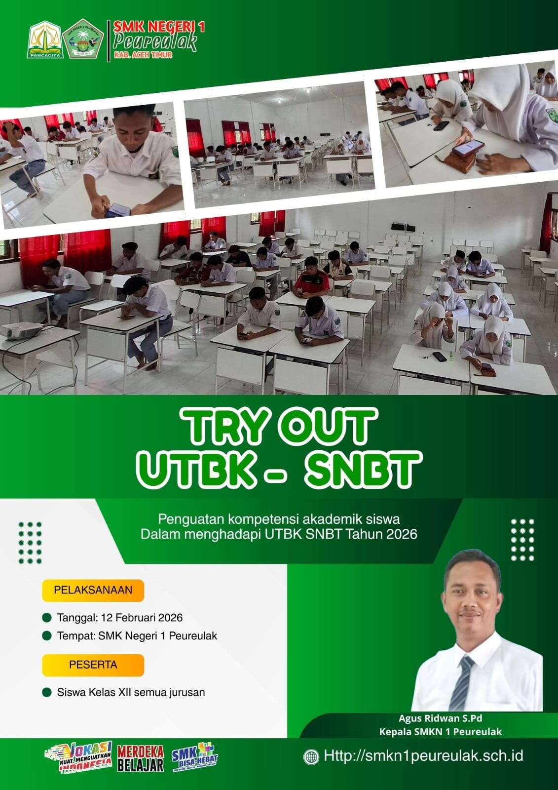 Tryout UTBK - SNBT Jenjang SMA dan SMK oleh Dinas Pendidikan Aceh yang diikuti oleh SMKN 1 Peureulak Tahun 2026