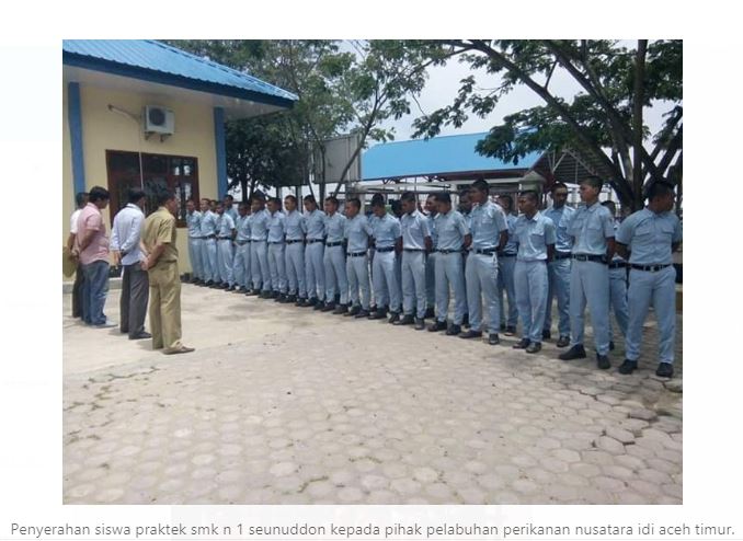 Penyerahan siswa praktik SMKN 1 SEUNUDDON kepada pihak pelabuhan Nusantara di Aceh Timur