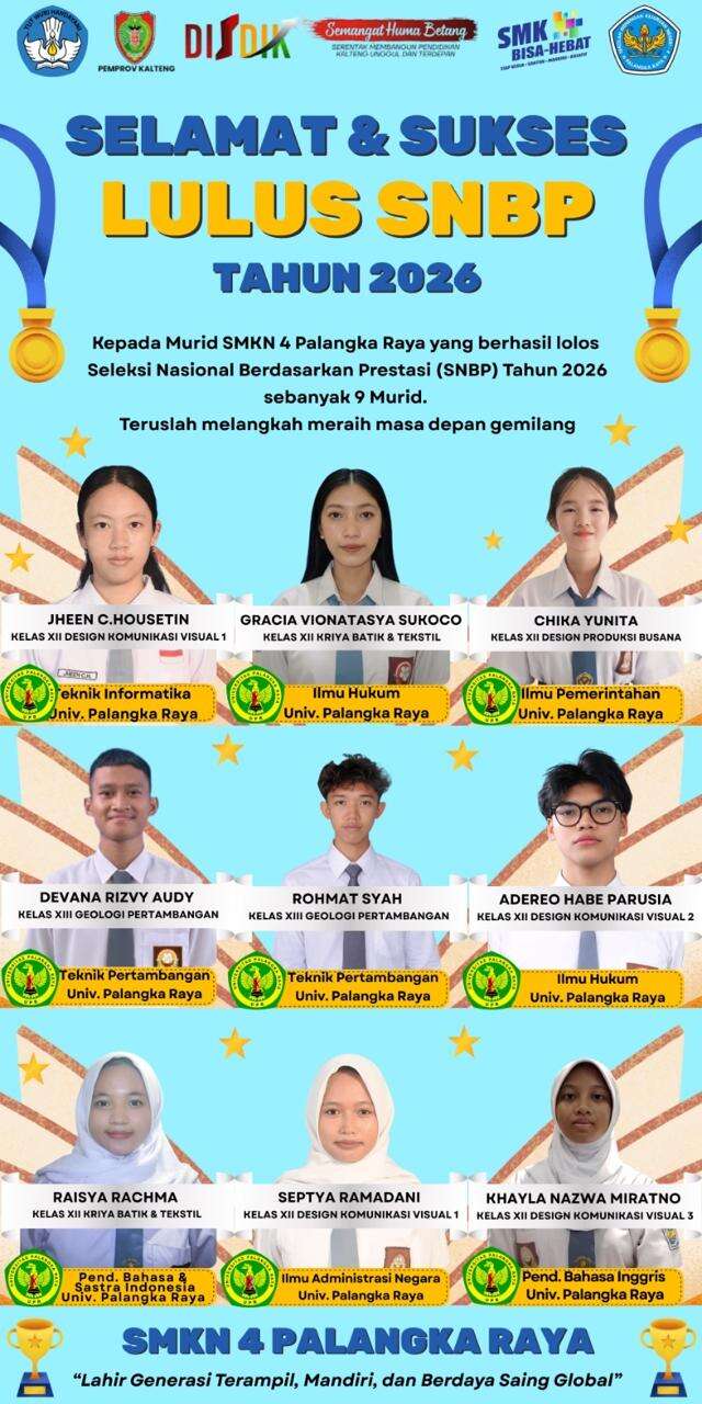 Prestasi Membanggakan! 9 Siswa SMKN 4 Palangka Raya Lolos SNBP 2026