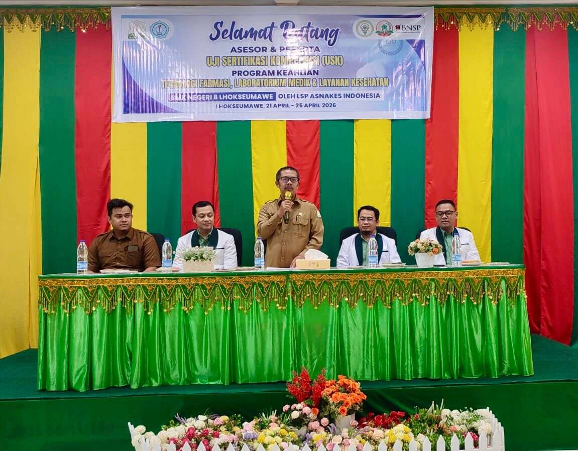 172 Siswa SMK Negeri 8 Lhokseumawe Mengikuti Uji Sertifikasi Kompetensi LSP P3 Asnakes Indonesia