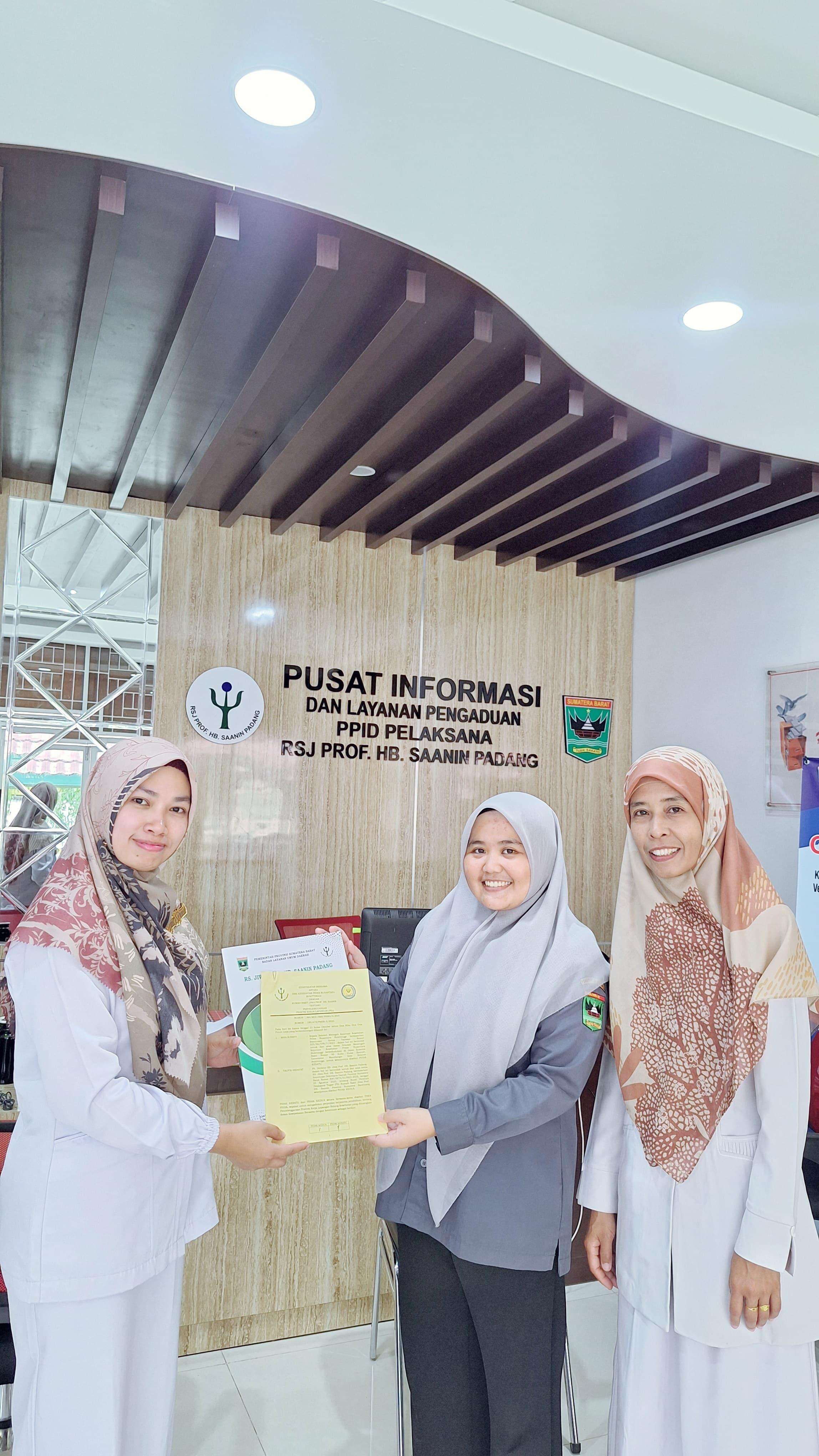 PENGAMBIAN MOU PRAKTEK KERJA LAPANGAN (PKL) DI RUMAH SAKIT JIWA PROF. HB. SAANIN PADANG