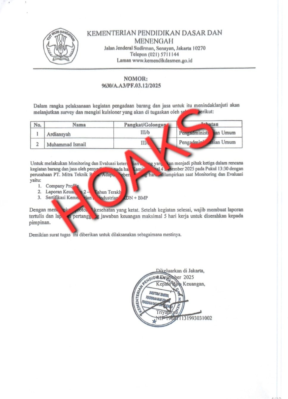 Kemendikdasmen Minta Masyarakat Waspada Penipuan Pengadaan Barang dan Jasa