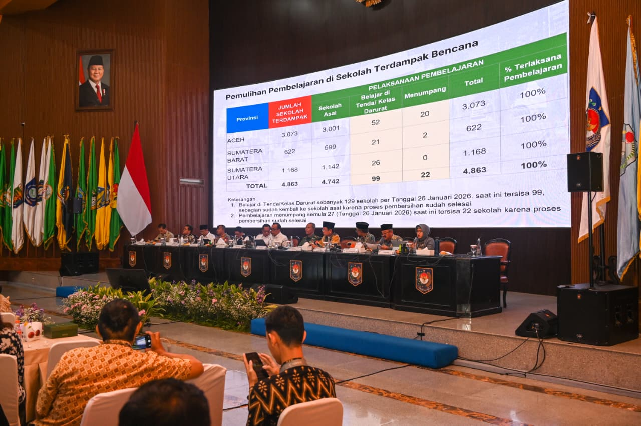 100% Satuan Pendidikan Terdampak Bencana di Aceh, Sumatera Utara dan Sumatera Barat Beraktivitas Normal