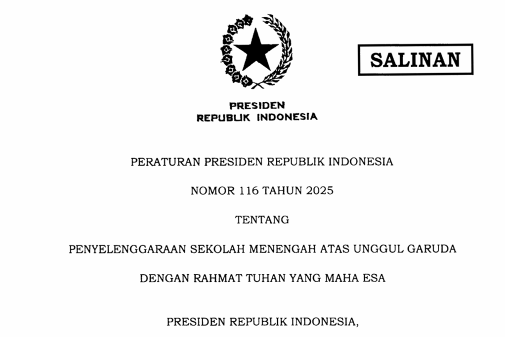 Presiden Terbitkan Perpres tentang Sekolah Unggul Garuda