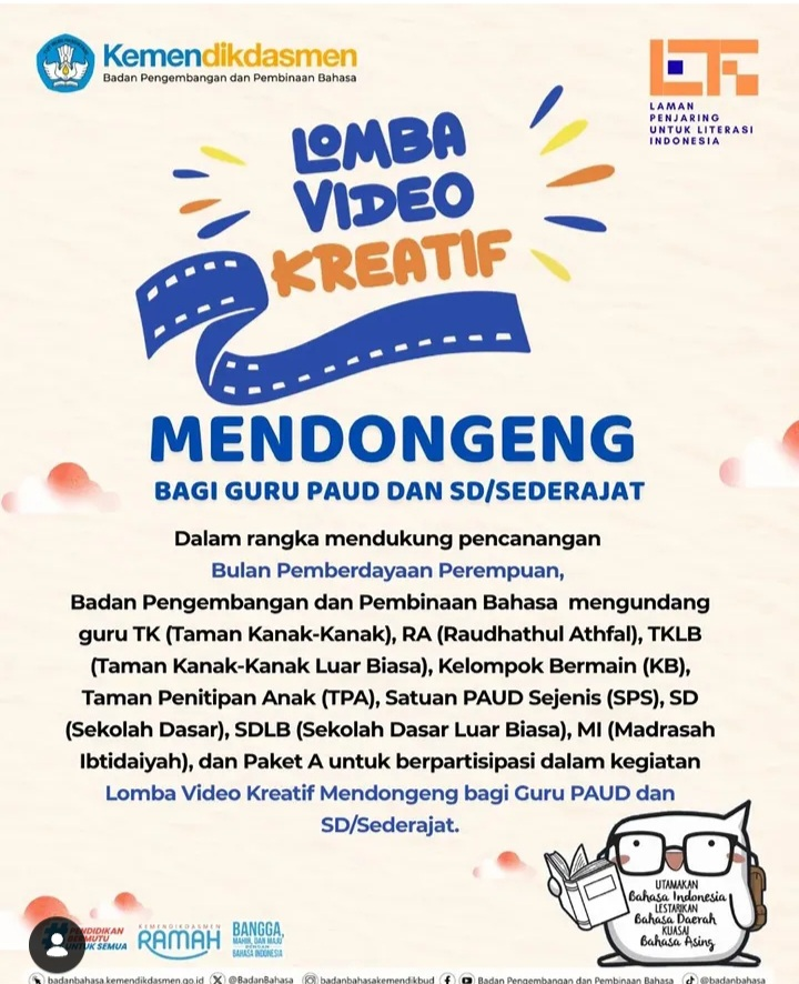 Kemendikdasmen Gelar Lomba Video Kreatif Mendongeng Bagi Guru PAUD dan Sekolah Dasar
