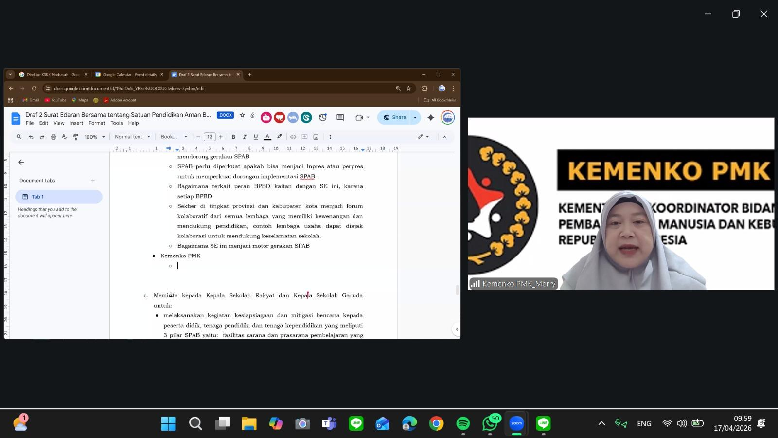 Kemenko PMK dan Kemendikdasmen Perkuat Sinergi Peta Jalan Satuan Pendidikan Aman Bencana 2025–2029