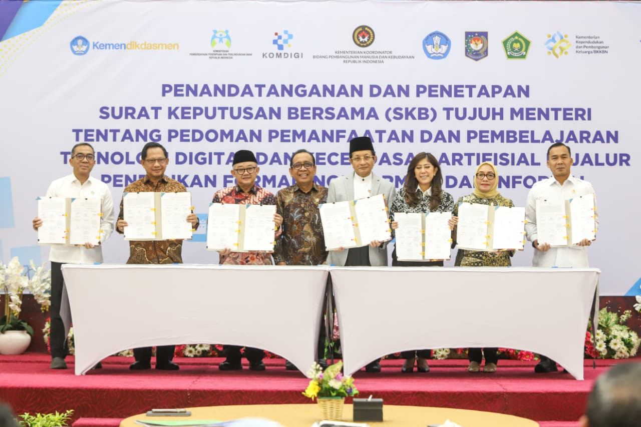 7 Menteri Sahkan Regulasi Terintegrasi Kecerdasan Artifisial dan Tata Kelola AI Pendidikan