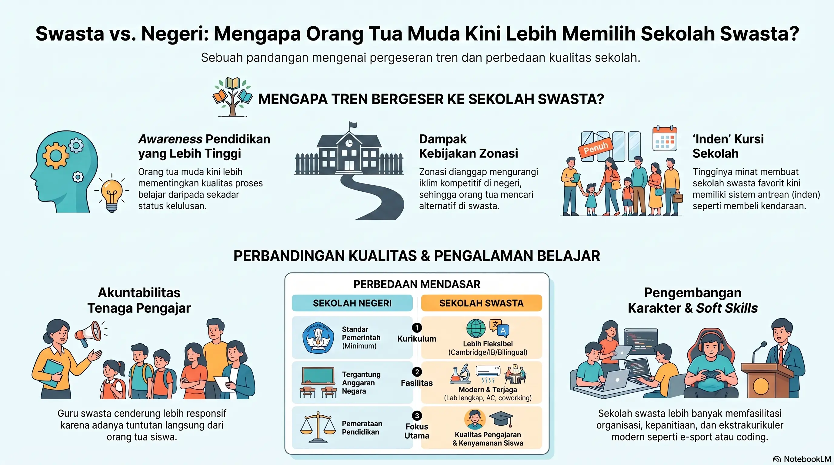 Infografis Sekolah Swasta vs Sekolah Negeri : Mengapa Tren Bergeser Ke Sekolah Swasta?