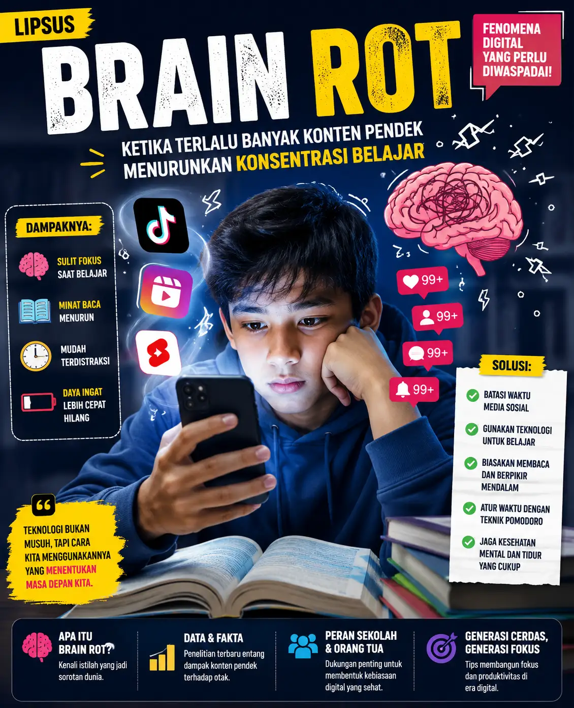 Fenomena Brain Rot: Ketika Terlalu Banyak Konten Pendek Menurunkan Konsentrasi Belajar