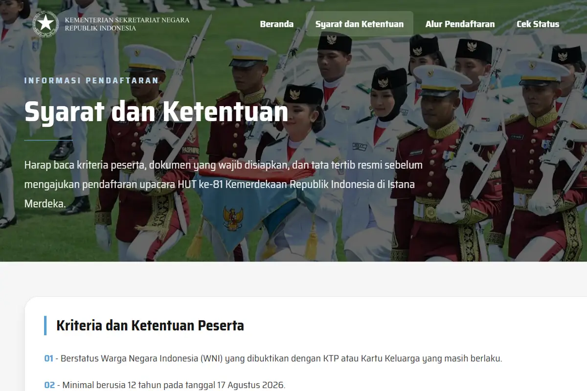 War Tiket Dibuka! Ini Syarat Ikut Upacara HUT ke-81 RI di Istana Merdeka