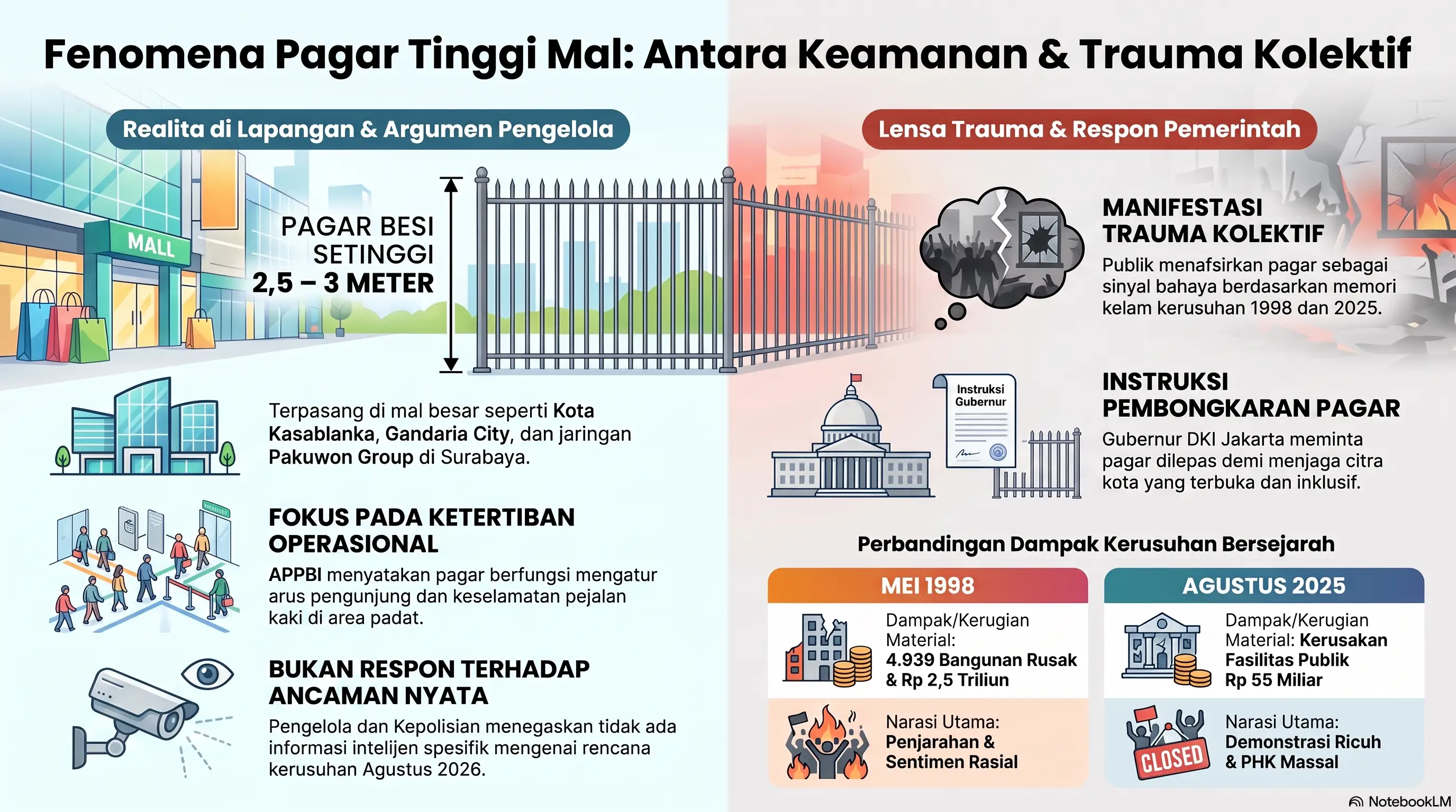 Mengapa Sejumlah Mal Kembali Pasang Pagar? Trauma Kerusuhan 1998 Masih Membekas