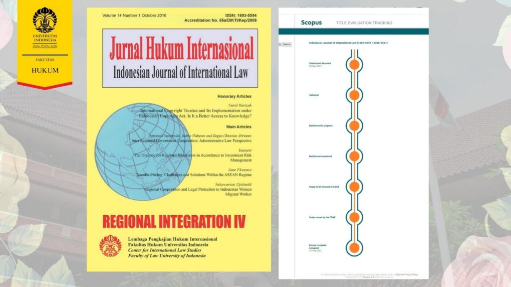 Indonesia Journal of International Law yang Diterbitkan FHUI Berhasil Terindeks Scopus