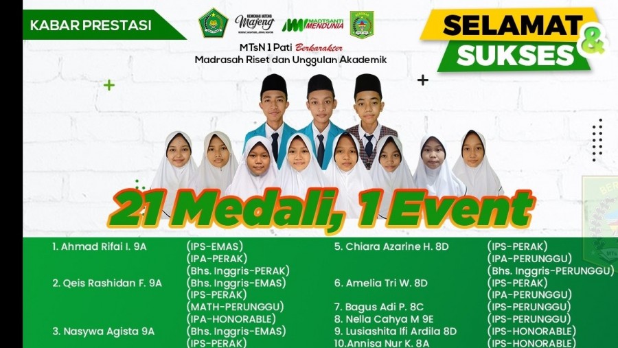 11 Siswa MTsN 1 Pati Borong 21 Medali Cynosure Olympics