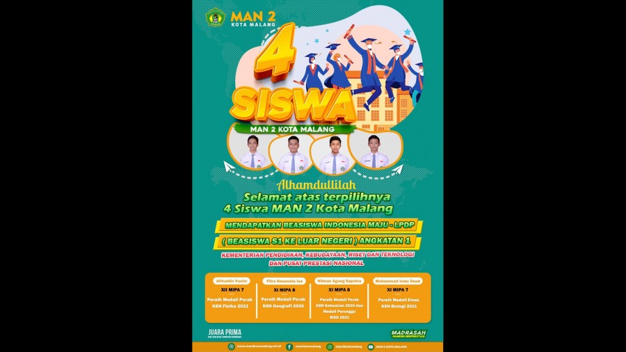 Empat Siswa MAN 2 Kota Malang Raih Beasiswa LPDP Kuliah S1 di Luar Negeri